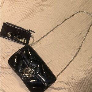 Gucci small marmont  Black Patent Leather Crossbody Bag